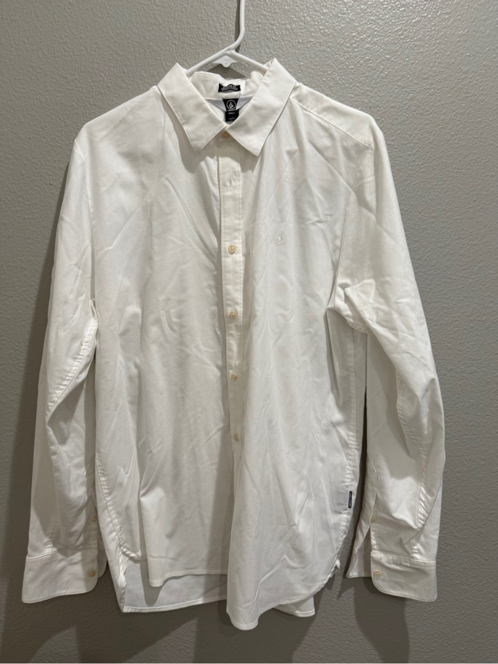 Volcom Men’s White Button-Down Long Sleeve Shirt Size Large Cotton - Picture 1 of 7